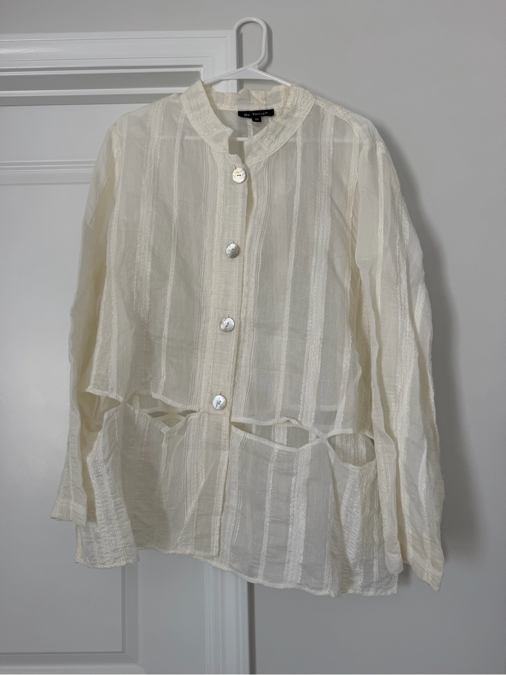 Light Cream Button-Front Women's Oversized Cardigan
